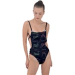 Chart Pattern Tie Strap One Piece Swimsuit