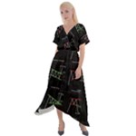 Chart Pattern Cross Front Sharkbite Hem Maxi Dress