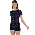 Chart Pattern Back Circle Cutout Sports Tee