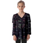 Chart Pattern Kids  V Neck Casual Top