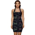 Chart Pattern Sleeveless Wide Square Neckline Ruched Bodycon Dress