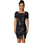 Chart Pattern Fitted Knot Split End Bodycon Dress