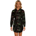 Chart Pattern Womens Long Sleeve Shirt Dress