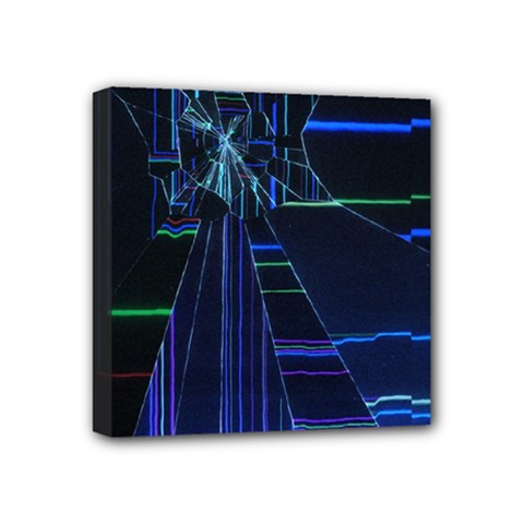 Screen Glitch Broken  Crack  Fracture  Glass Pattern Mini Canvas 4  x 4  (Stretched) from ArtsNow.com