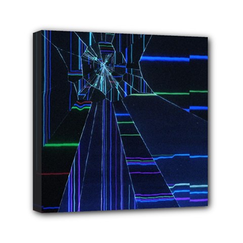 Screen Glitch Broken  Crack  Fracture  Glass Pattern Mini Canvas 6  x 6  (Stretched) from ArtsNow.com