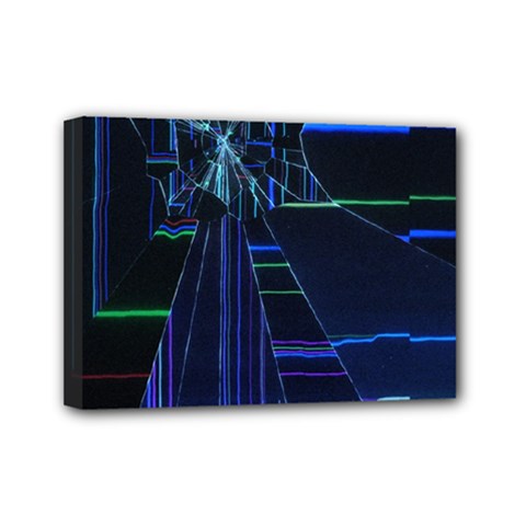 Screen Glitch Broken  Crack  Fracture  Glass Pattern Mini Canvas 7  x 5  (Stretched) from ArtsNow.com
