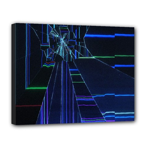 Screen Glitch Broken  Crack  Fracture  Glass Pattern Canvas 14  x 11  (Stretched) from ArtsNow.com
