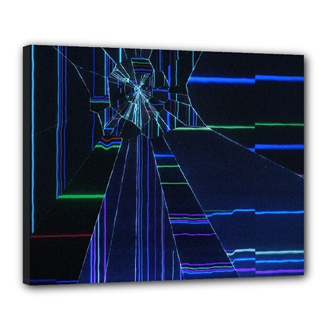 Screen Glitch Broken  Crack  Fracture  Glass Pattern Canvas 20  x 16  (Stretched) from ArtsNow.com