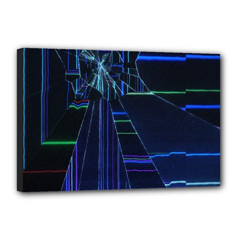Screen Glitch Broken  Crack  Fracture  Glass Pattern Canvas 18  x 12  (Stretched) from ArtsNow.com
