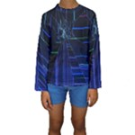 Screen Glitch Broken  Crack  Fracture  Glass Pattern Kids  Long Sleeve Swimwear