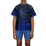 Screen Glitch Broken  Crack  Fracture  Glass Pattern Kids  Short Sleeve Swimwear