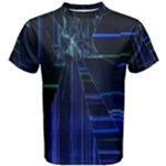 Screen Glitch Broken  Crack  Fracture  Glass Pattern Men s Cotton Tee