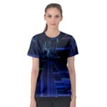 Screen Glitch Broken  Crack  Fracture  Glass Pattern Women s Sport Mesh Tee