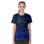 Screen Glitch Broken  Crack  Fracture  Glass Pattern Women s Cotton Tee