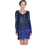 Screen Glitch Broken  Crack  Fracture  Glass Pattern Long Sleeve Nightdress