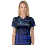 Screen Glitch Broken  Crack  Fracture  Glass Pattern V-Neck Sport Mesh Tee