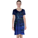 Screen Glitch Broken  Crack  Fracture  Glass Pattern Short Sleeve Nightdress