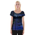 Screen Glitch Broken  Crack  Fracture  Glass Pattern Cap Sleeve Top