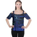 Screen Glitch Broken  Crack  Fracture  Glass Pattern Cutout Shoulder Tee