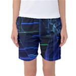 Screen Glitch Broken  Crack  Fracture  Glass Pattern Women s Basketball Shorts