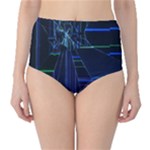 Screen Glitch Broken  Crack  Fracture  Glass Pattern Classic High-Waist Bikini Bottoms