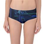 Screen Glitch Broken  Crack  Fracture  Glass Pattern Mid-Waist Bikini Bottoms