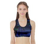 Screen Glitch Broken  Crack  Fracture  Glass Pattern Sports Bra with Border