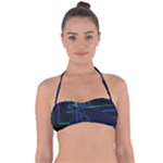 Screen Glitch Broken  Crack  Fracture  Glass Pattern Halter Bandeau Bikini Top