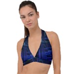 Screen Glitch Broken  Crack  Fracture  Glass Pattern Halter Plunge Bikini Top