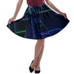 Screen Glitch Broken  Crack  Fracture  Glass Pattern A-line Skater Skirt