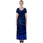 Screen Glitch Broken  Crack  Fracture  Glass Pattern High Waist Short Sleeve Maxi Dress