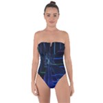 Screen Glitch Broken  Crack  Fracture  Glass Pattern Tie Back One Piece Swimsuit