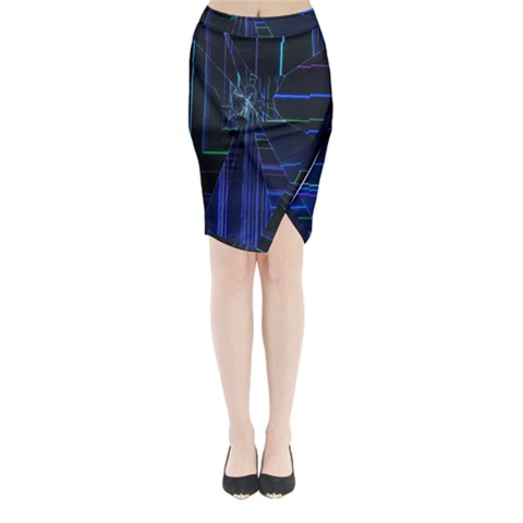 Screen Glitch Broken  Crack  Fracture  Glass Pattern Midi Wrap Pencil Skirt from ArtsNow.com