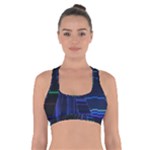 Screen Glitch Broken  Crack  Fracture  Glass Pattern Cross Back Sports Bra