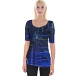 Screen Glitch Broken  Crack  Fracture  Glass Pattern Wide Neckline Tee