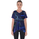 Screen Glitch Broken  Crack  Fracture  Glass Pattern Cut Out Side Drop Tee