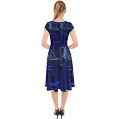 Cap Sleeve Front Wrap Midi Dress 