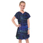 Screen Glitch Broken  Crack  Fracture  Glass Pattern Kids  Drop Waist Dress