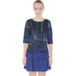 Screen Glitch Broken  Crack  Fracture  Glass Pattern Quarter Sleeve Pocket Dress