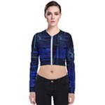 Screen Glitch Broken  Crack  Fracture  Glass Pattern Long Sleeve Zip Up Bomber Jacket