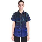 Screen Glitch Broken  Crack  Fracture  Glass Pattern Women s Short Sleeve Shirt