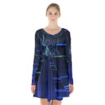 Screen Glitch Broken  Crack  Fracture  Glass Pattern Long Sleeve Velvet V-neck Dress