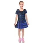 Screen Glitch Broken  Crack  Fracture  Glass Pattern Kids  Short Sleeve Velvet Dress