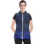 Screen Glitch Broken  Crack  Fracture  Glass Pattern Women s Puffer Vest