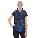 Screen Glitch Broken  Crack  Fracture  Glass Pattern Women s Button Up Vest