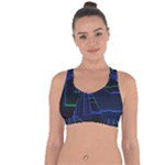 Screen Glitch Broken  Crack  Fracture  Glass Pattern Cross String Back Sports Bra