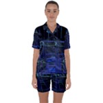 Screen Glitch Broken  Crack  Fracture  Glass Pattern Satin Short Sleeve Pajamas Set