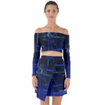 Screen Glitch Broken  Crack  Fracture  Glass Pattern Off Shoulder Top with Skirt Set