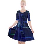 Screen Glitch Broken  Crack  Fracture  Glass Pattern Quarter Sleeve A-Line Dress