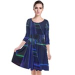 Screen Glitch Broken  Crack  Fracture  Glass Pattern Quarter Sleeve Waist Band Dress